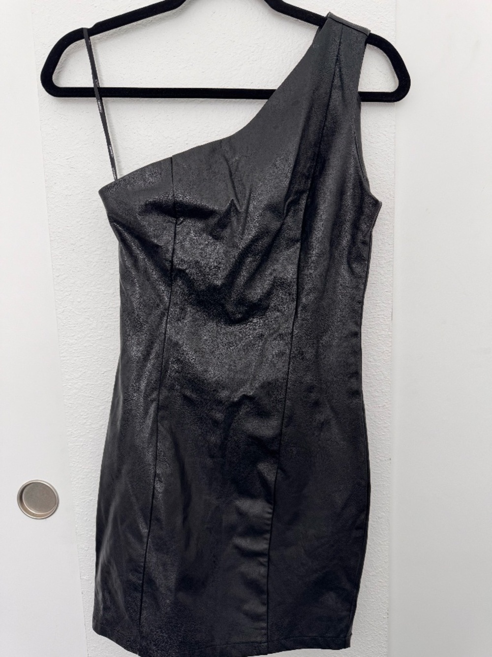 Forever 21 Faux Leather One-Shoulder Mini Dress